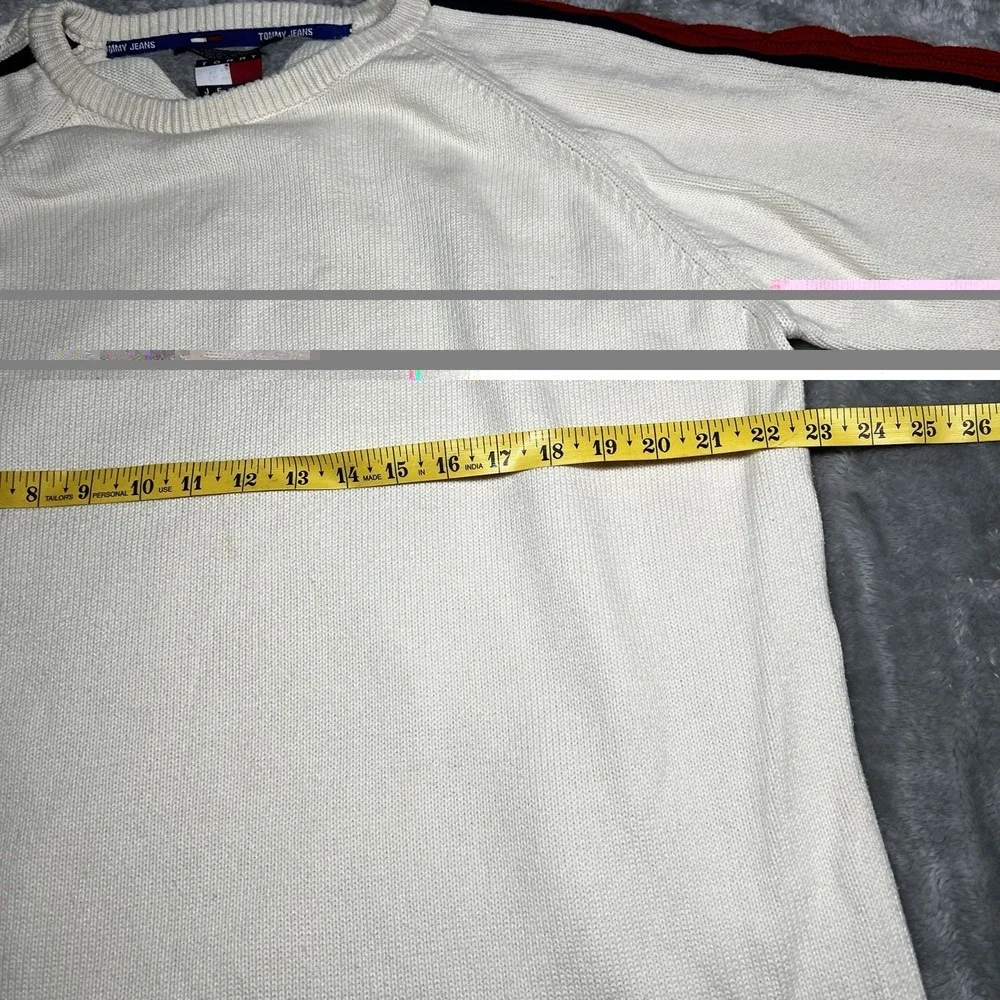 Tommy Hilfiger Sweater Men Size Large Knit Pullover Cream
